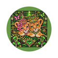 Royal Green Lion Cubs Round Rug