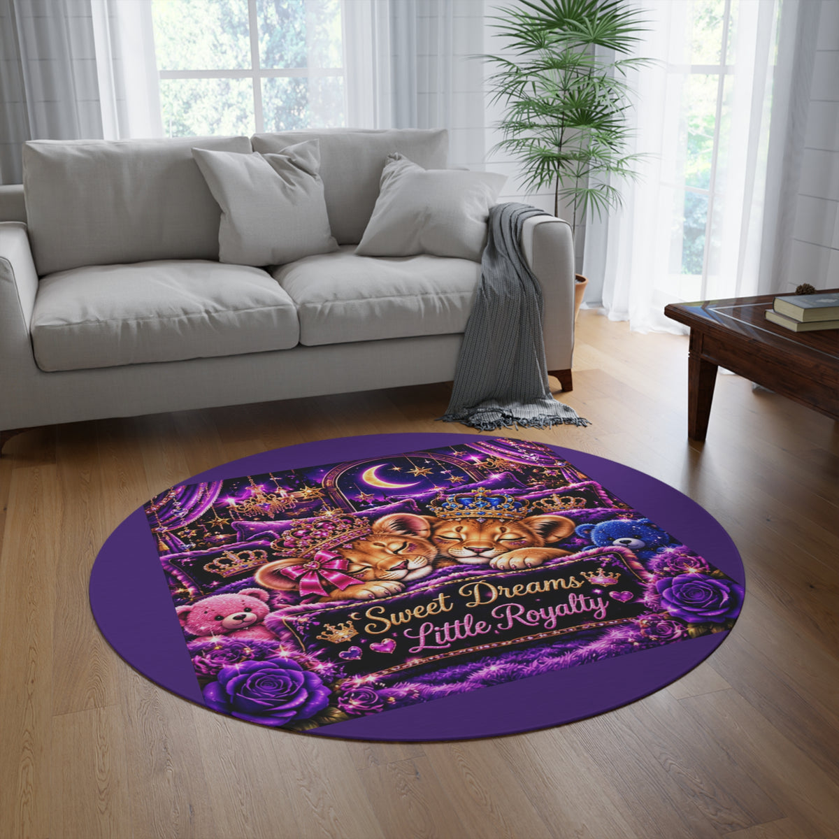 Sweet Dreams Little Royalty Cat Round Rug