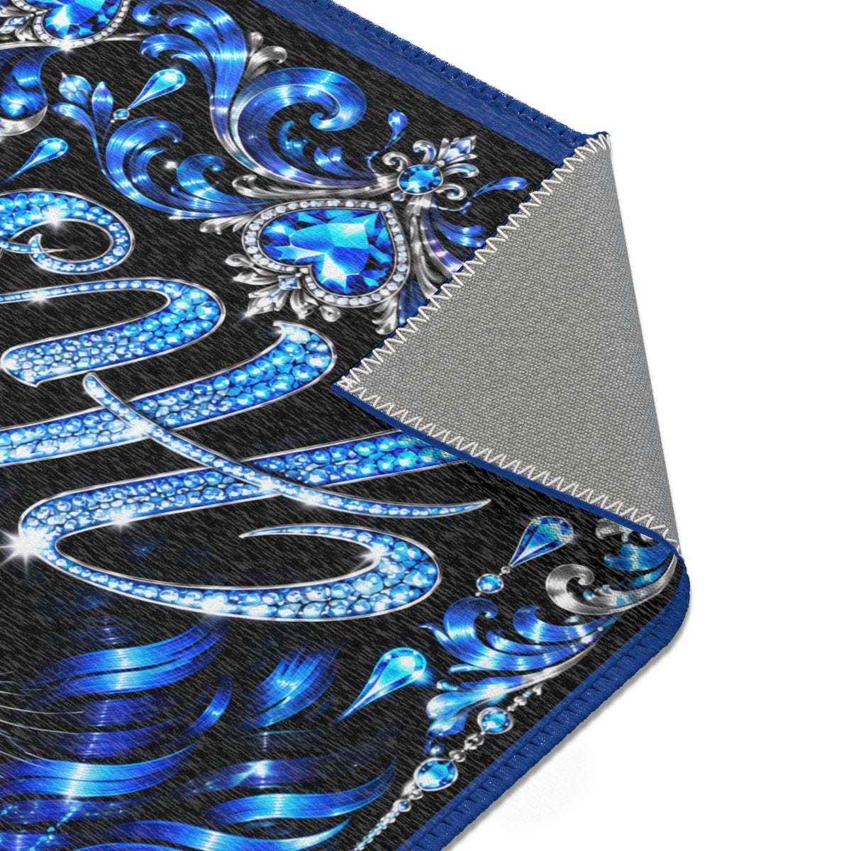 Blue Crowned Lion 'His' Area Rug — Royal Heart Decorative Floor Mat