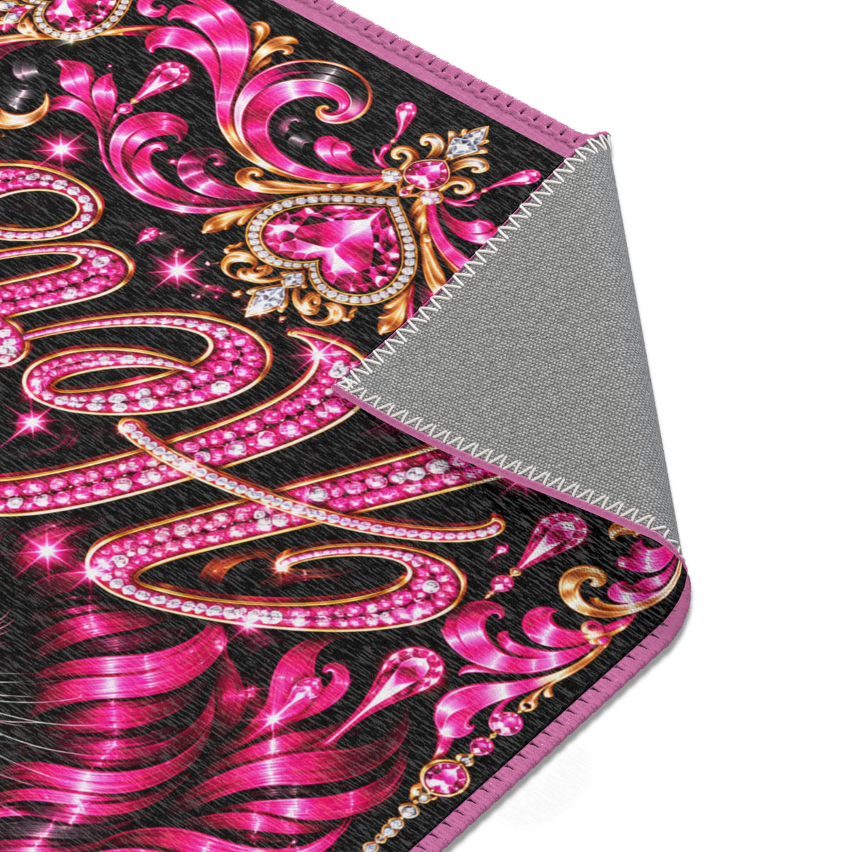 Pink Crowned Lion Area Rug — “Hers” Decorative Bedroom Accent