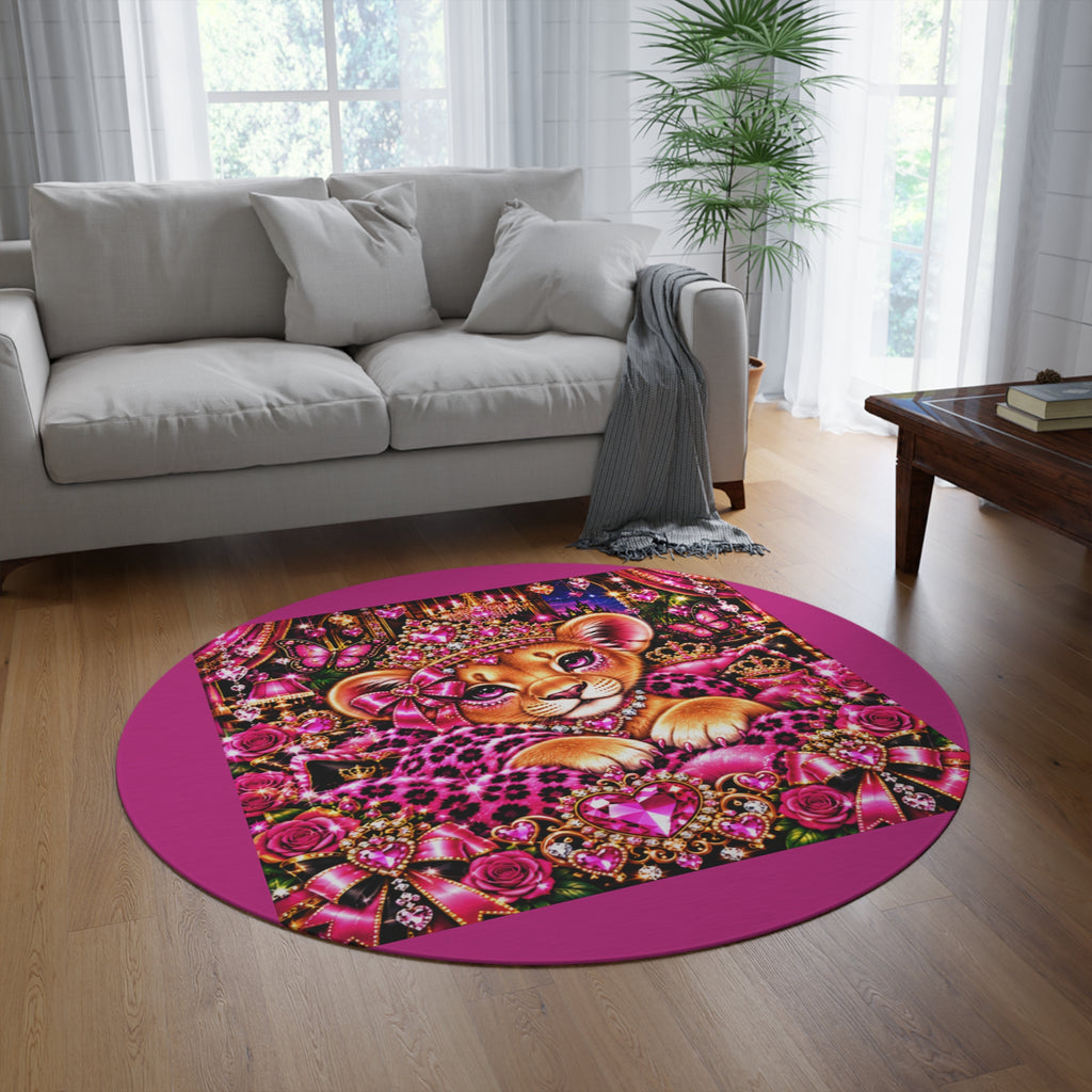Princess Baby Leopard Round Rug — Pink Glam Nursery Decor