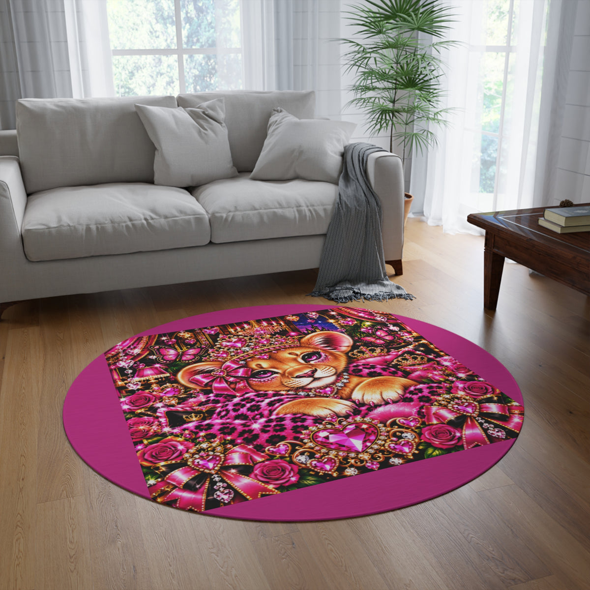 Princess Baby Leopard Round Rug — Pink Glam Nursery Decor