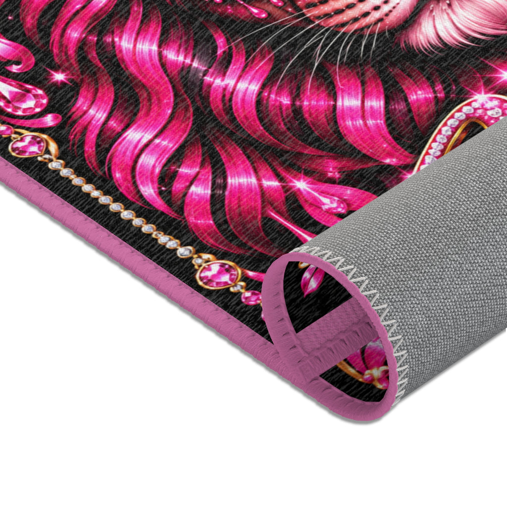 Pink Crowned Lion Area Rug — “Hers” Decorative Bedroom Accent