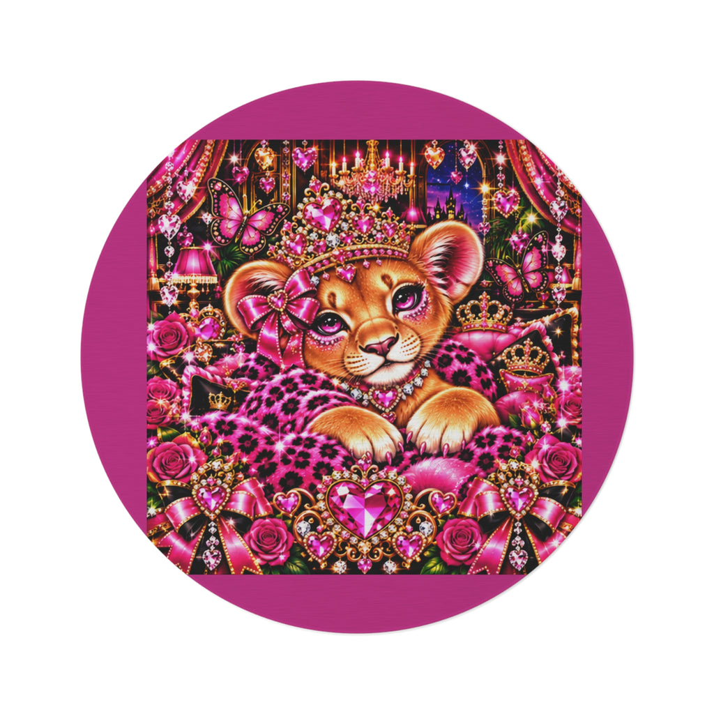 Princess Baby Leopard Round Rug — Pink Glam Nursery Decor
