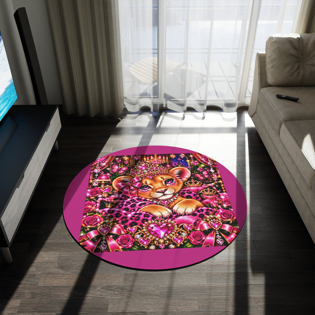 Princess Baby Leopard Round Rug — Pink Glam Nursery Decor