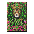 Regal Lion 'His' Area Rug — Bold Green & Pink Crowned Decorative Accent Rug