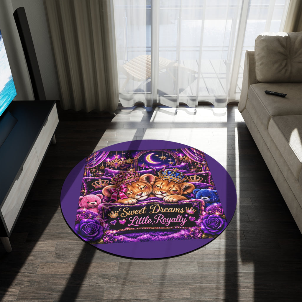 Sweet Dreams Little Royalty Cat Round Rug