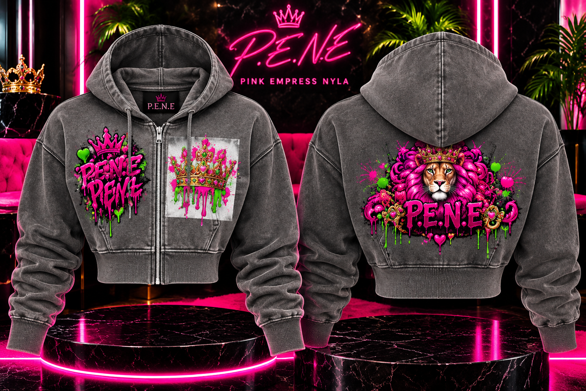 P.E.N.E Vintage Crown Cropped Hoodie