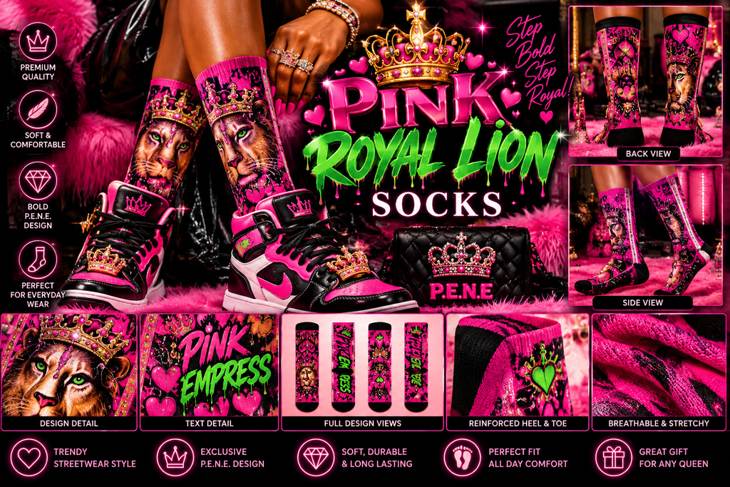 Pink Royal Lion Socks