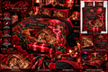 Royal Rest Cotton Bed Set – 'Bed Time' Lion Couple Bedding with Red Waterfall & Roses