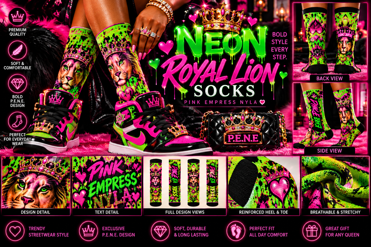 Neon Royal Lion Socks