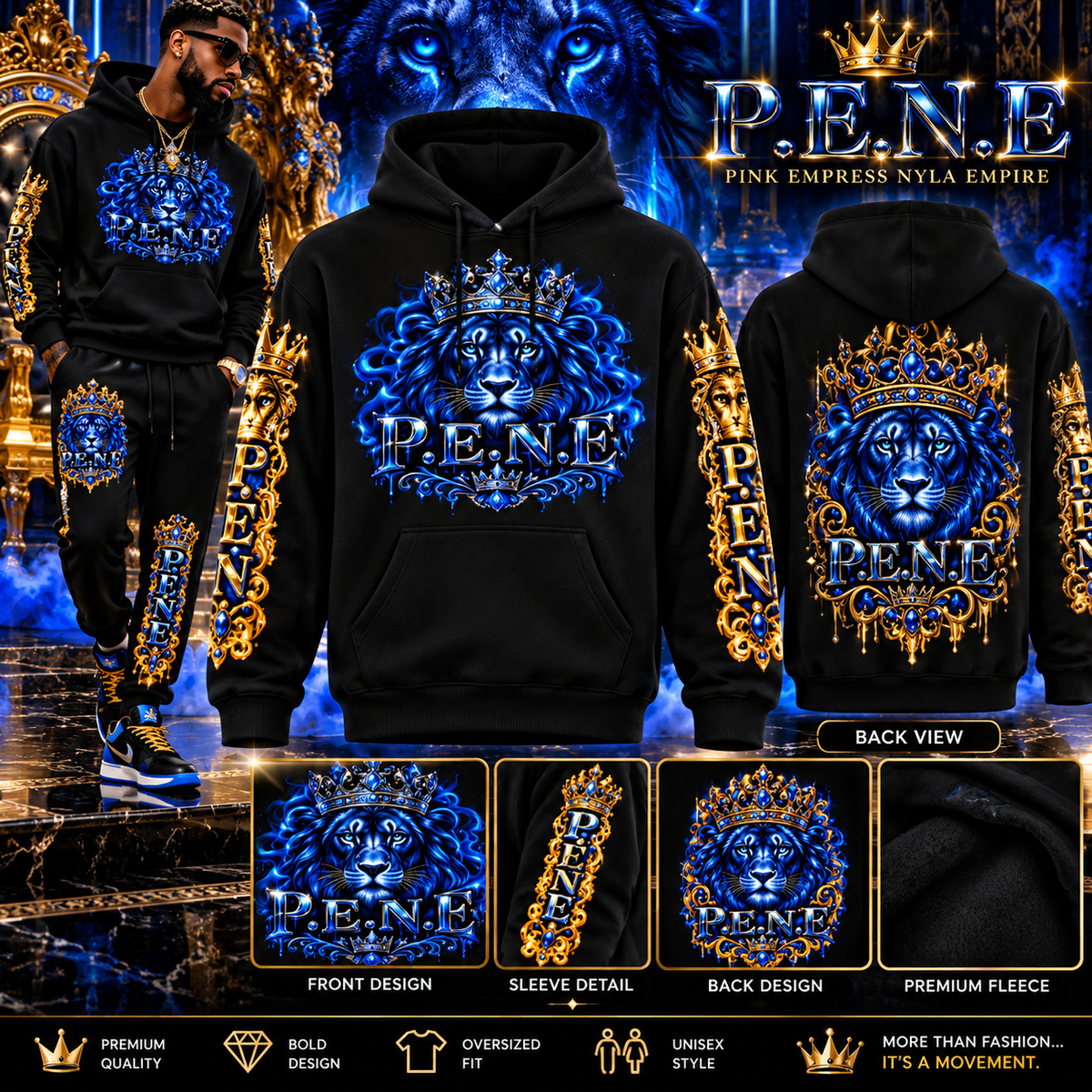 P.E.N.E. Midnight King Hoodie — Black