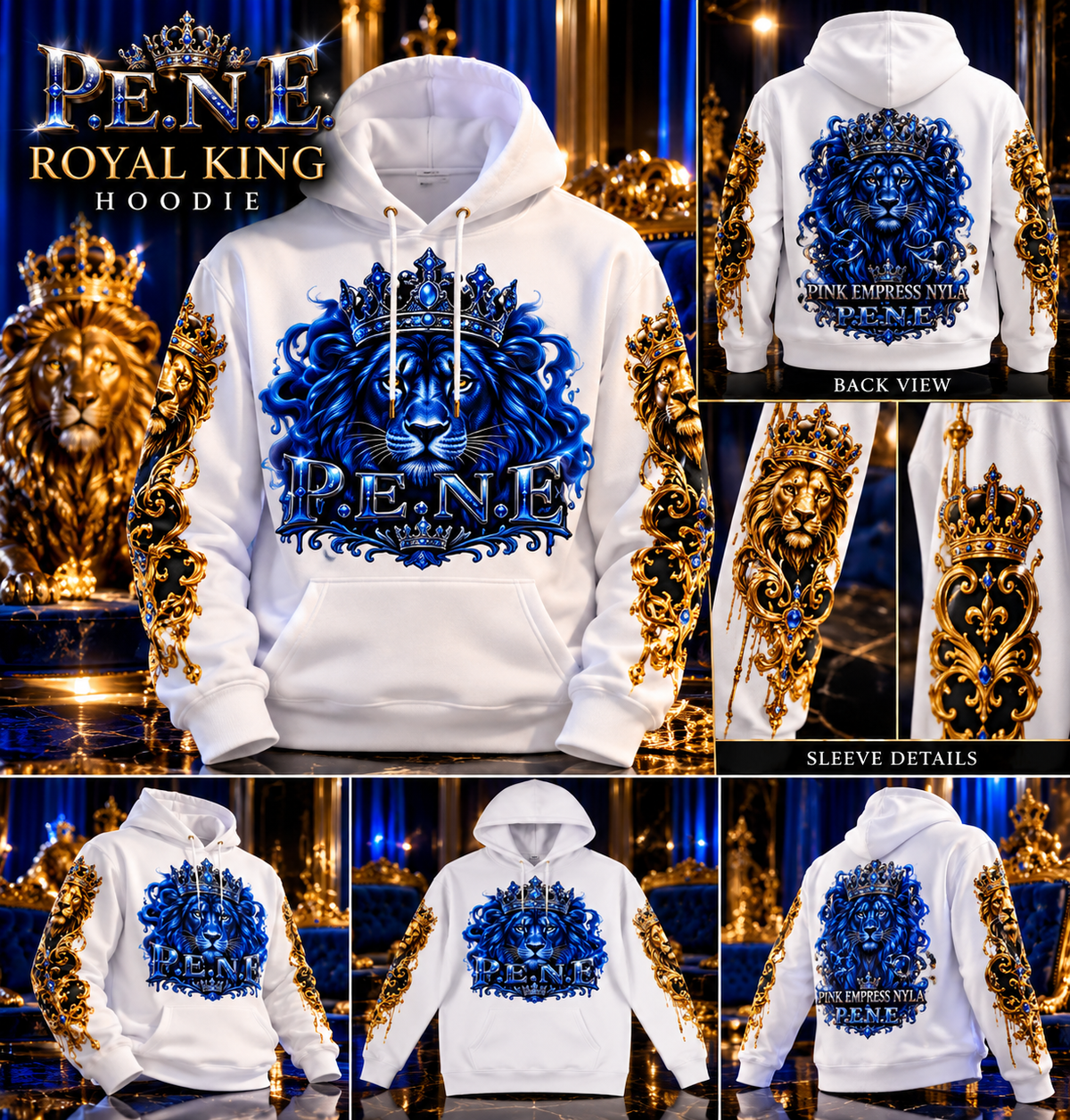 P.E.N.E. Royal King Hoodie — White