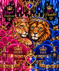 His & Hers Royalty Lion Couple Shower Curtain
